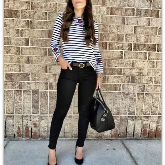 J crew striped embroidered top S - Picture 4 of 4